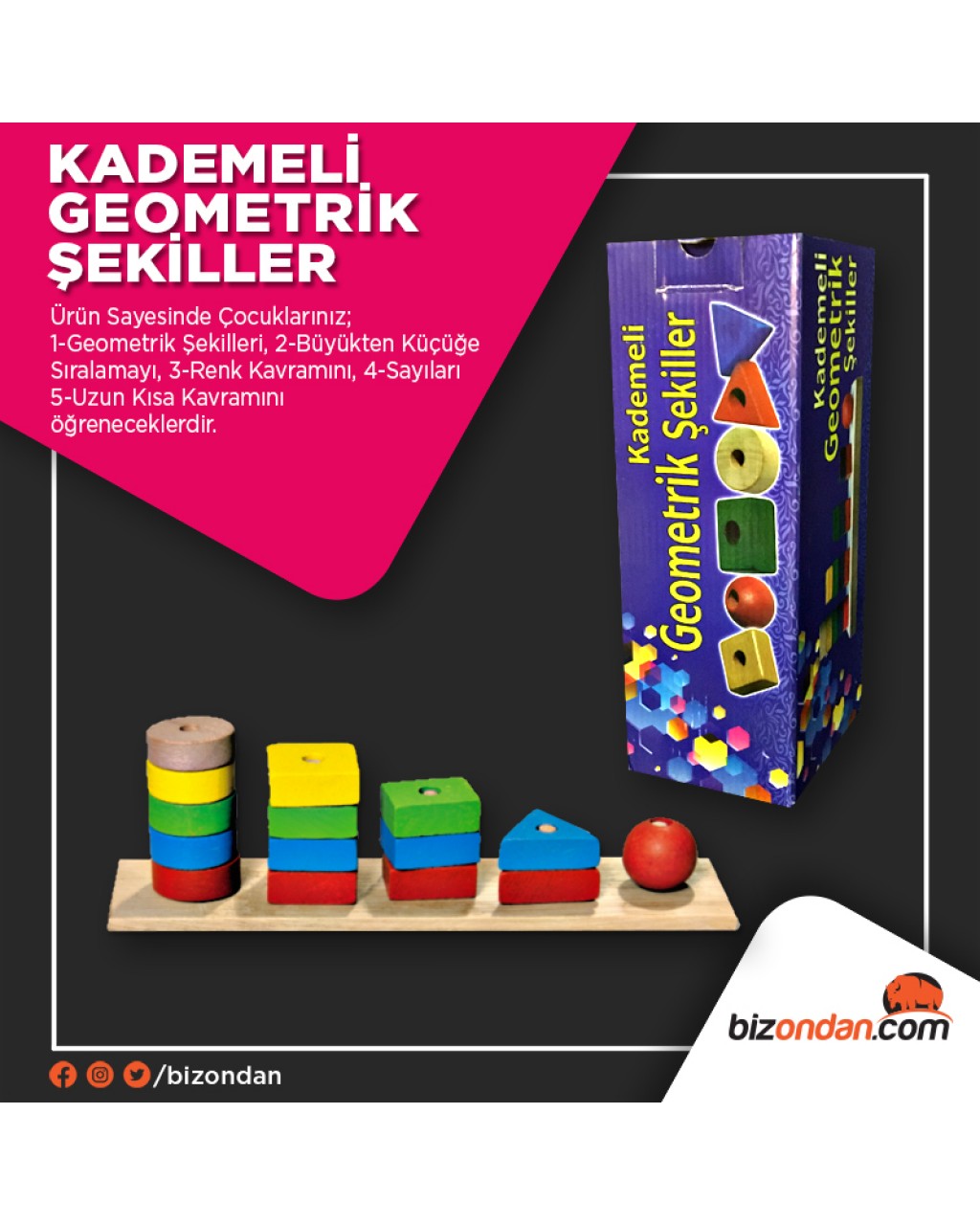 Kademeli Geometrik Şekiller Ahşap