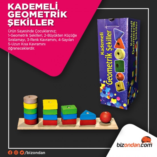 Kademeli Geometrik Şekiller Ahşap